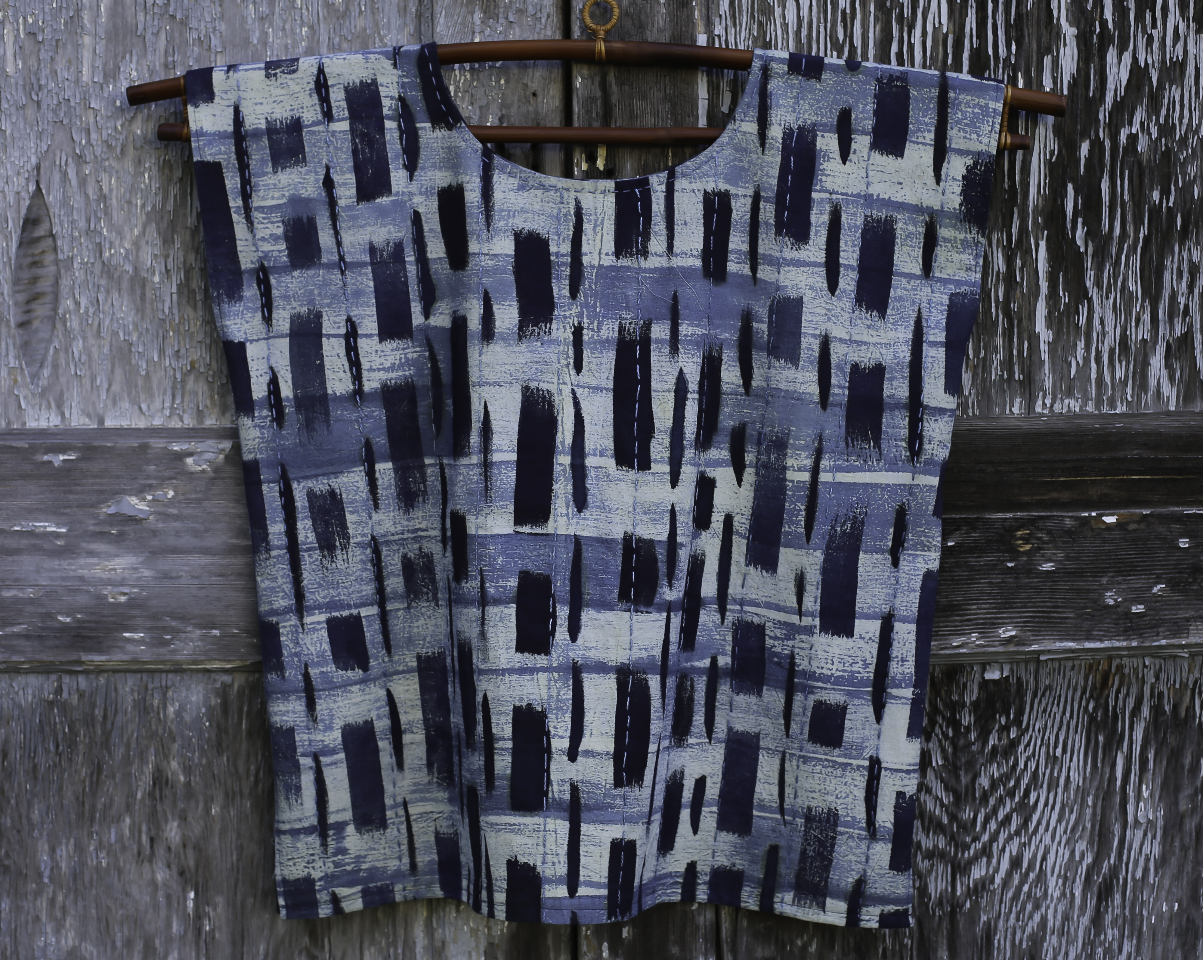 Indigo Painted Woman's Top Back View