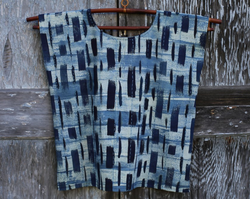 Indigo Painted Woman's Top Back View